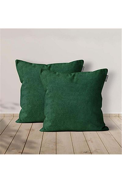 GOCCIA 2-Piece Velvet Textured Throw Pillow Cover Green