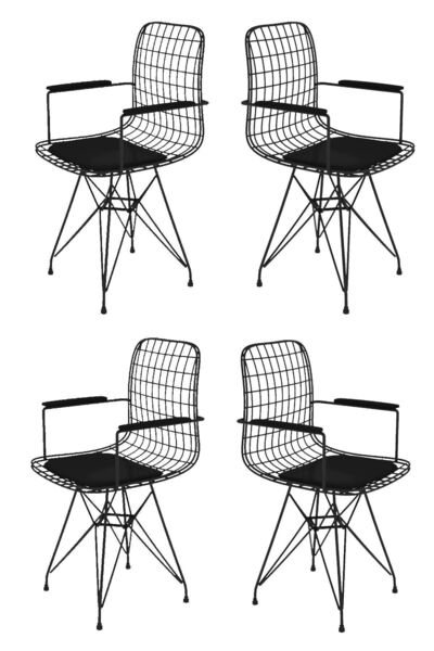 Kenzlife Knsz Kafes Tel Sandalyesi 4 Lü Mazlum Syhsyh Kolçaklı Ofis Cafe Bahç...