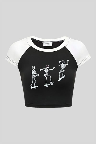 Carpe Skateboarder Skeletons Crop