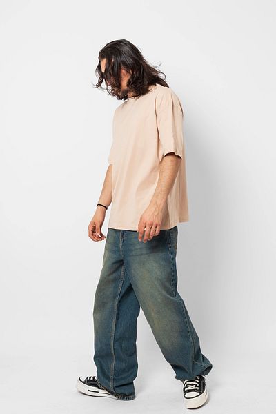 Sekizbiraltı Μπεζ Premium Oversize Tshirt - 816 Design Basic