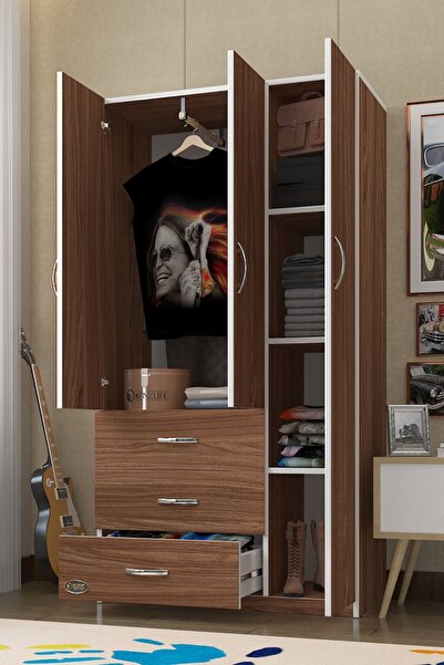 Kenzlife Gardırop 3 Kapılı 3 Çekmeceli Civanperçemi 180*120*52 Cvz Xlarge Kap...