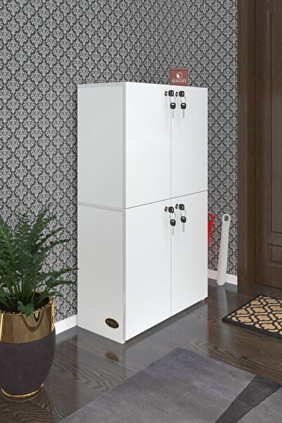 Kenzlife Ayakkabılık Ayakkabı Dolabı Kilitli Be Real Byz 120*70*32 Kapaklı Arkalıklı Ofis Dolabı İki Bölme