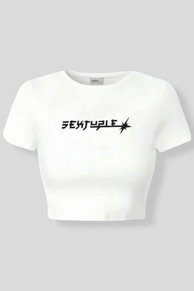 Carpe Letter Cut White Crop Top