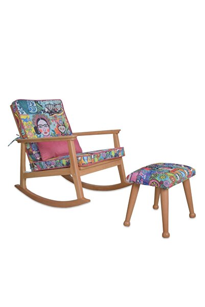 Asedia İskandinav Puflu Naturel Diego Minderli Puflu Sallanan Sandalye Dinlen...