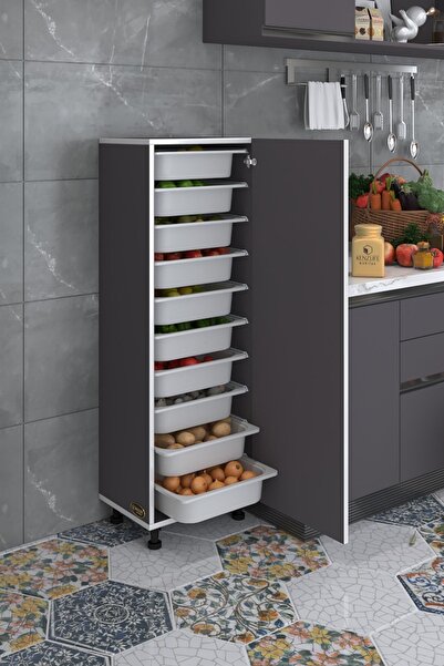 Kenzlife Sepetli Mutfak Dolabı Ruberukapak Gri 134X45X30 Kapaklı Banyo Çamaşır Beyaz 10 Lu Sepet