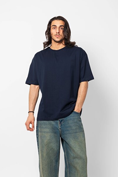 Sekizbiraltı 816 Design Premium Navy Blue Oversize T-Shirt