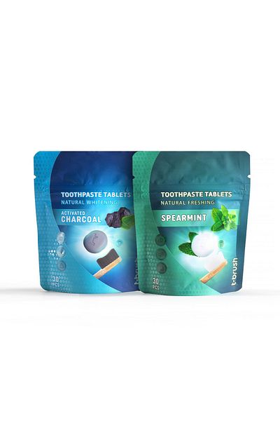 TBRUSH Whitening Activated Carbon & Mint Toothpaste Tablet - Natural and Effective Whitening 30 Tablets