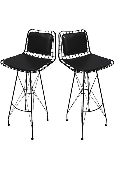 Kenzlife Knsz Kafes Tel Bar Sandalyesi 2 Li Zengin Syhsyh Sırt Minderli 75 Cm...