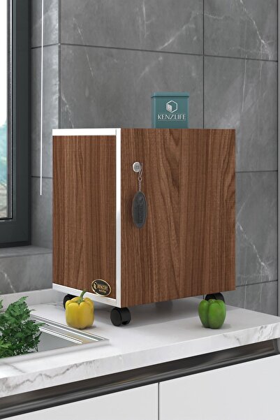 Kenzlife Mutfak Dolabı Zehra 068*030*032 Cvz Kilitli Tekerlekli Banyo Evrak O...
