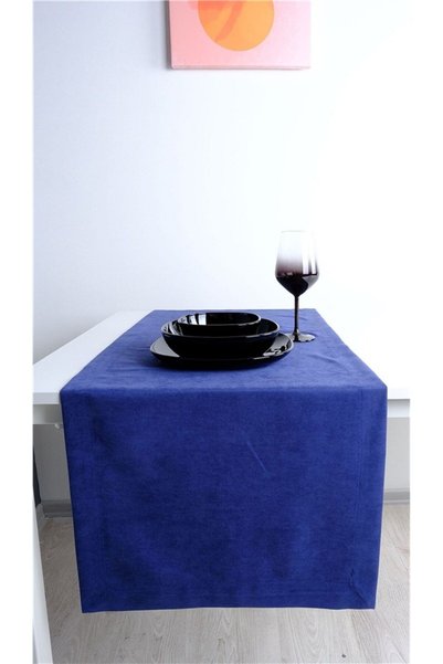 GOCCIA HOME 2-Piece Velvet Textured Runner Blue