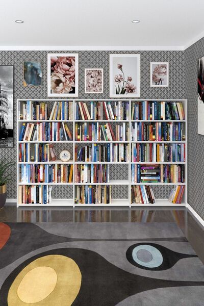 Kenzlife Kitaplık Süper Ga 150*240*19 Byz 5 Katlı 3 Bölme Çift Bölme Opsiyonlu Ofis Mutfak Banyo Dol