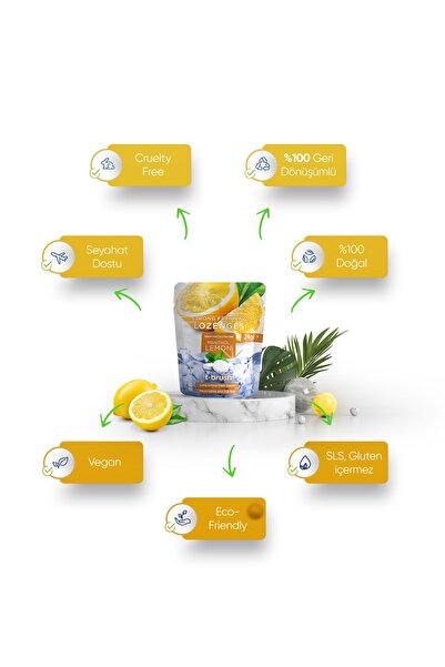 TBRUSH Limon&Nane Aromalı Ferahlatıcı Ağız Tableti - Ağız Kokusu Önleyici Pastil-Şekersiz