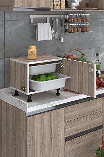 Kenzlife Sepetli Kilitli Mutfak Dolabı Ruberukilit Crd 038X45X30 Banyo Çamaşır Beyaz 2 Li Sepet