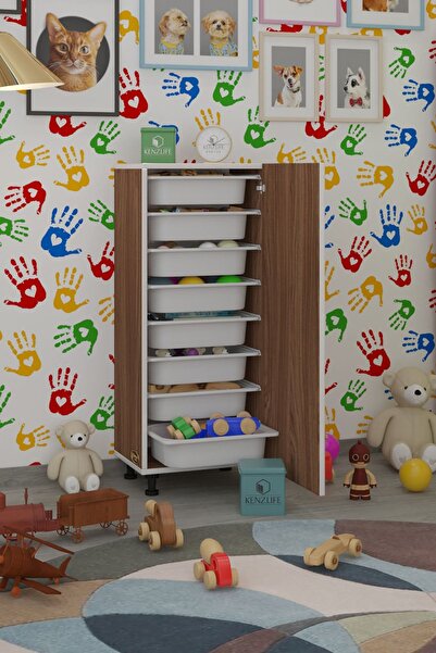 Kenzlife Sepetli Mutfak Dolabı Ruberukapak Cvz 110X45X30 Kapaklı Banyo Çamaşır Beyaz 8 Li Sepet