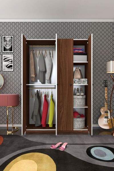 Kenzlife Gardırop 4 Kapılı Kapaklı Devetabanı Cvz 173*120*42 Gardolap Dolap Ofis