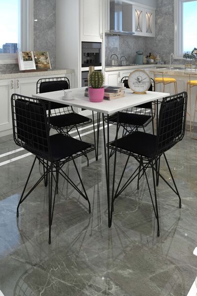 Kenzlife Knsz Masa Sandalye Takımı Hem75Mazlum Byzsyh 080*080 Sm 4 Sandalye Syhsyh Sırt Minderli