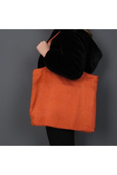 GOCCIA HOME Hasır Dokulu Körüklü Kadın Kol Ve Omuz Çantası Turuncu