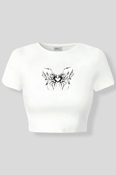 Carpe White Heart Design Crop Top