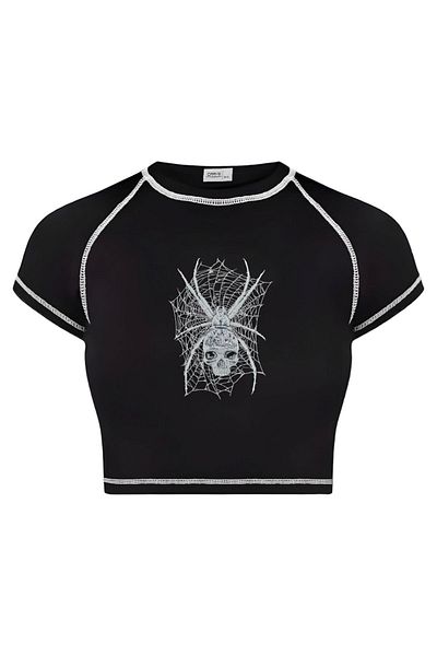 Carpe Gothic Butterfly Backstitch Crop Top