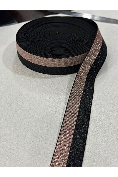 paşateks since 1995 şekil 4 Cm Simli Lastik Siyah-altın 2 Metre