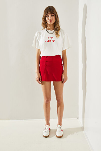 Bianco Lucci Written Women's Combed Cotton T-Shirt -60251316