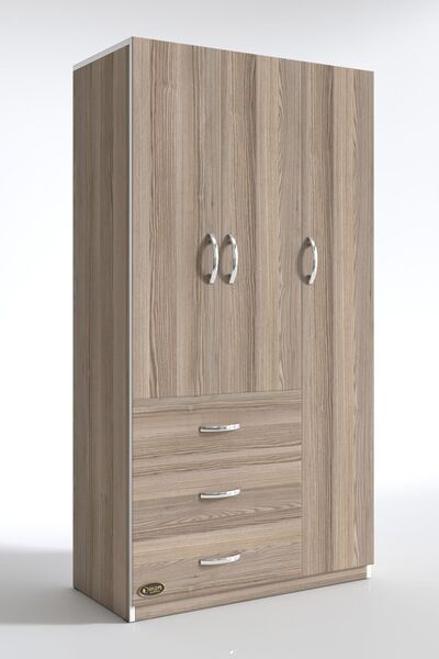 Kenzlife Gardırop 3 Kapılı 3 Çekmeceli Civanperçemi 180*120*52 Crd Xlarge Kapaklı Gardolap Dolap