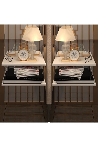 Kenzlife Komodin Guiseppe 2 Li Set Byz Komidin 39*19 2 Parça Duvara Monte Askı Aparatlı (Mng)