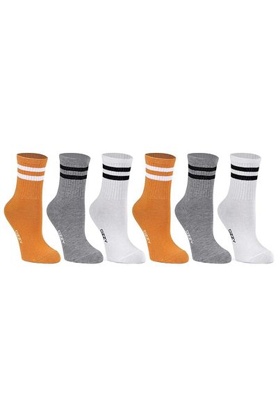 Ozzy Socks Чифт от 6 колежански чорапи, жълти, сиви, бели