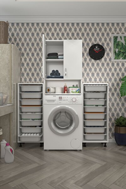 Kenzlife Çamaşır Makinesi Dolabı Sinemsepetduble Byz 08 Li Banyo Arkalıksız K...
