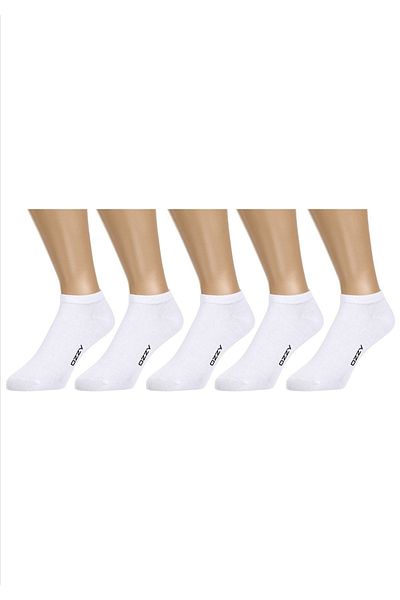 Ozzy Socks 5 Ζεύγη άνευ ραφής βαμβακερά λευκά μποτάκια Κάλτσες Καλοκαιρινή ανθεκτική φτέρνα και δάχτυλα