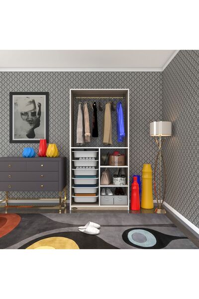 Kenzlife Giysi Dolabı Yalın Crd 180*090*30 Kapaksız Arkalıksız 6 Sepetli