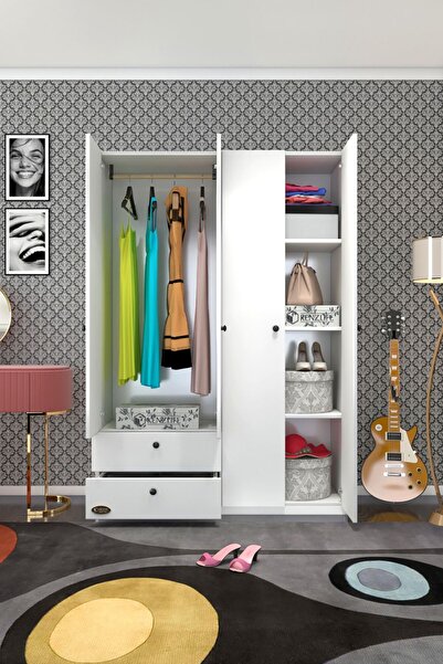 Kenzlife Gardırop 4 Kapılı 2 Çekmeceli Hüsnüyusuf Byz 173*120*42 Gardolap Dolap Ofis