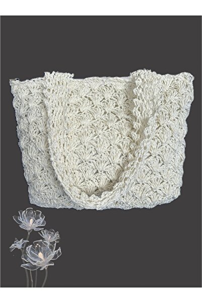 atn store Boby - Askılı Örme Model Beyaz Çanta