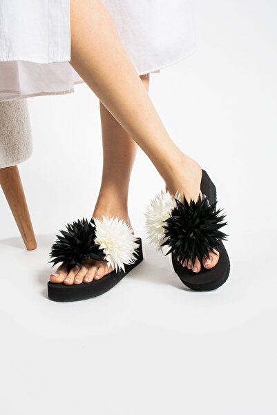 Bermody Мелоди Ацитмаз Пантофки с платформа с мотив на хризантема - разделите...