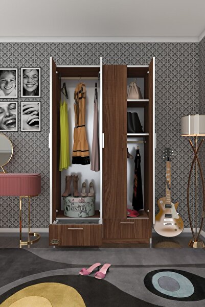 Kenzlife Gardırop 4 Kapılı 2 Çekmeceli Biberiye 182*100*42 Cvz Kapaklı Gardol...