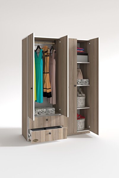 Kenzlife Gardırop 4 Kapılı Kapaklı 2 Çekmeceli Hüsnüyusuf Crd 173*120*42 Gardolap Dolap Ofis