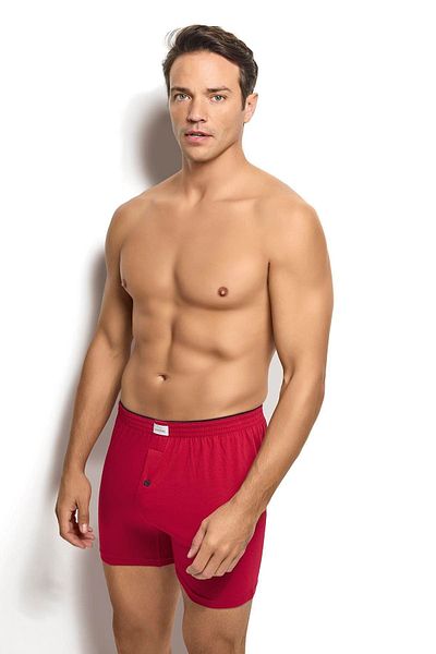 MYS GRUP TEKSTİL Claret Red Cotton Men's Boxers with Towel Belt - 127