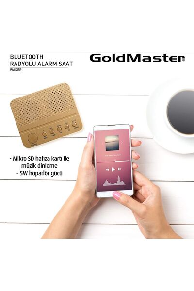 GOLDMASTER Waker Bluetooth Radyolu Alarm Saat Beyaz