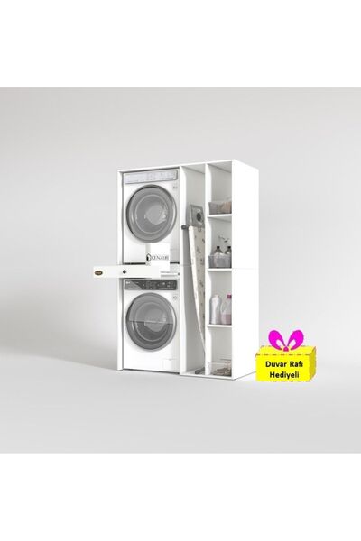 Kenzlife Çamaşır-Kurutma Makinesi Dolabı Gutas Sağ Byz 187*120*60 Çekmeceli +...