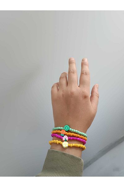 Fad's Store Set of 4 Fruit Figured Sand Bead Bracelets
