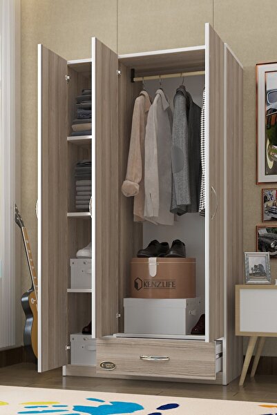 Kenzlife Gardırop 3 Kapılı 1 Çekmeceli Hanımeli 180*120*52 Crd Xlarge Kapaklı Gardolap Dolap