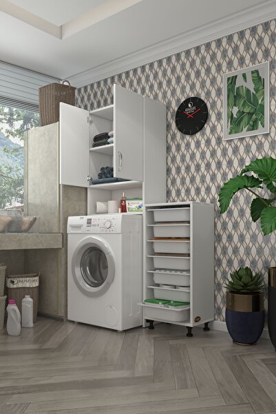 Kenzlife Çamaşır Makinesi Dolabı Sinemsepet Byz 07 Li Banyo Arkalıksız Kurutm...