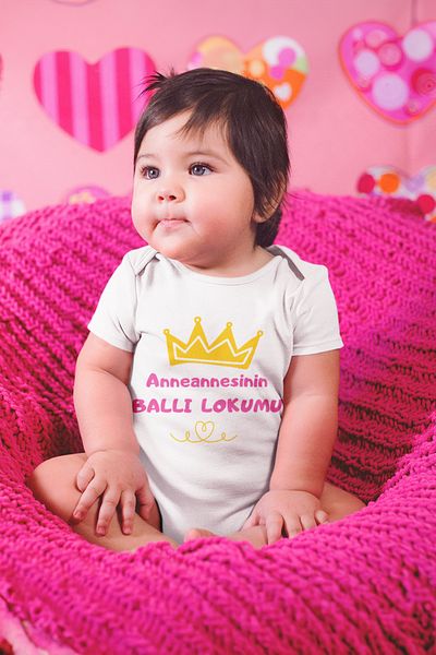 ADABEBEK Baby Bodysuit Snap Fastener Badi Grandma's Honey Delight Written Baby Girl Printed Snap Fastener Bodysuit 15648