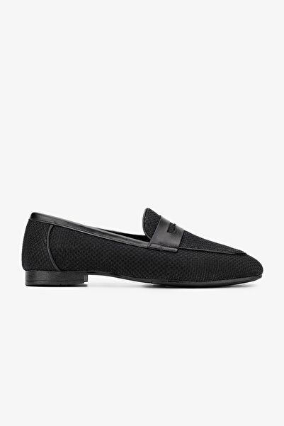 Valmenti Topy Kadın Siyah/Siyah Deri & Tekstil Loafer Ayakkabı