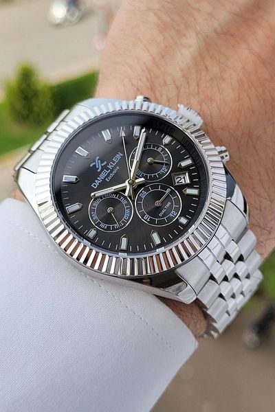 Daniel Klein Men's Watch with Black Band Silver Color Function Adjustable Band Dkgnct1106