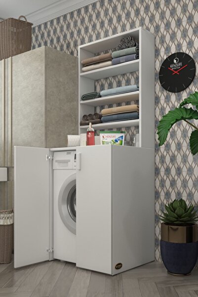 Kenzlife Çamaşır Makinesi Dolabı Halifman Beyaz 180*066*55-20 Banyo Kapaksız ...