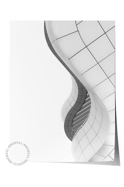 Postifull Ασπρόμαυρη αρχιτεκτονική αφίσα - Art Print, NO:138, Αισθητική διακόσμηση τοίχου γραφείου, κάθετη