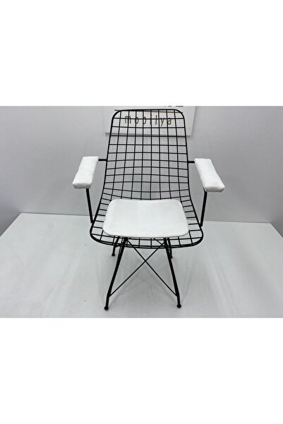 Kenzlife Knsz Kafes Tel Sandalyesi 1 Li Mazlum Syhbeyaz Kumaş Kolçaklı Ofis Cafe Bahçe Mutfak