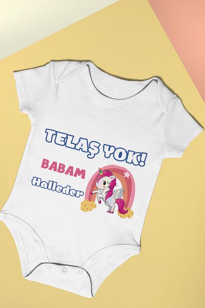 ADABEBEK 20519 Model Baby Bodysuit Colorful Handle Printed Bodysuit