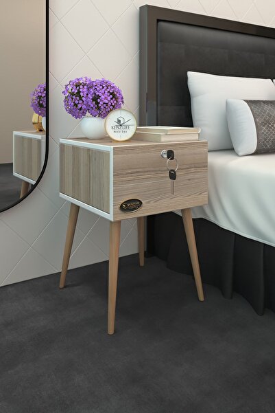 Kenzlife Komodin Çıntay Crd 57*39*39 Çekmeceli Kilitli Ahşap Ayaklı Komidin